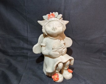 Céramique raku fée, personnage féerique fait main, sculpture, figurine, décoration, création, cadeau, statue