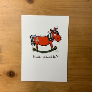 XXL Christmas Card Cartolina "Buon Natale" Cavallo a dondolo A5