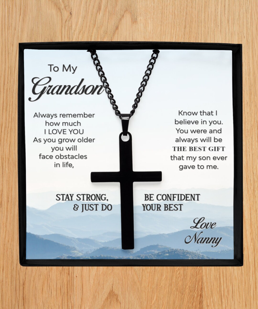 Cross Necklace Grandson Grandson Necklace Grandson Jewelry Etsy