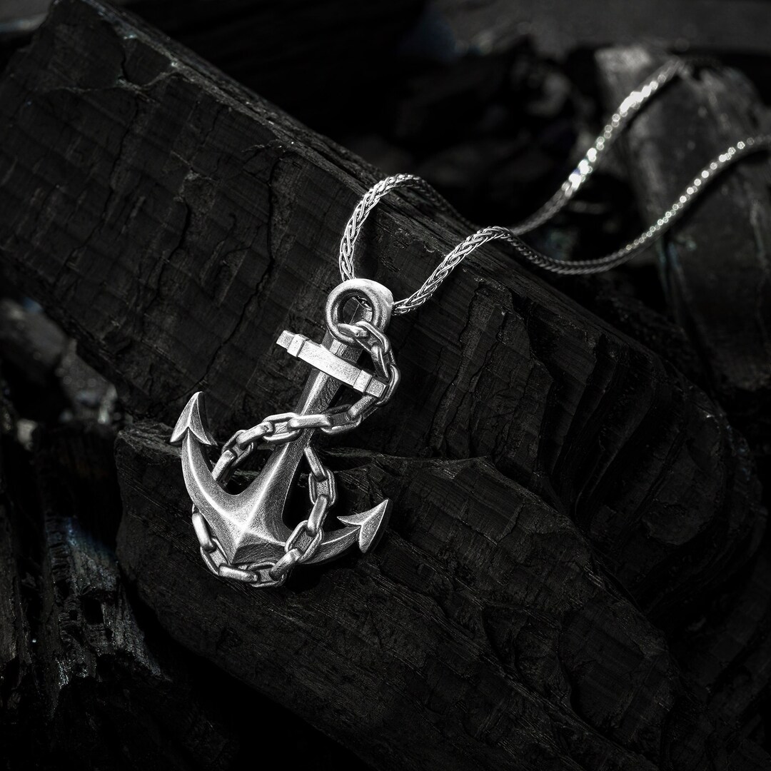 Ship Anchor Men's Necklace, Chain and Anchor Necklace, Sailor's