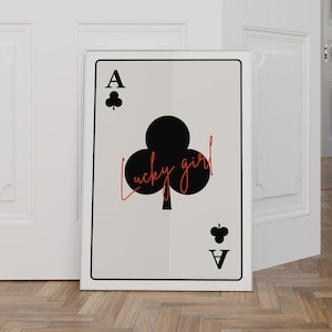 LUCKY GIRL SYNDROME Print Trendy Wall Art Playing Cards Art Prints Lucky You Trendy Printable Art Retro Print Preppy Wall Art Retro Decor