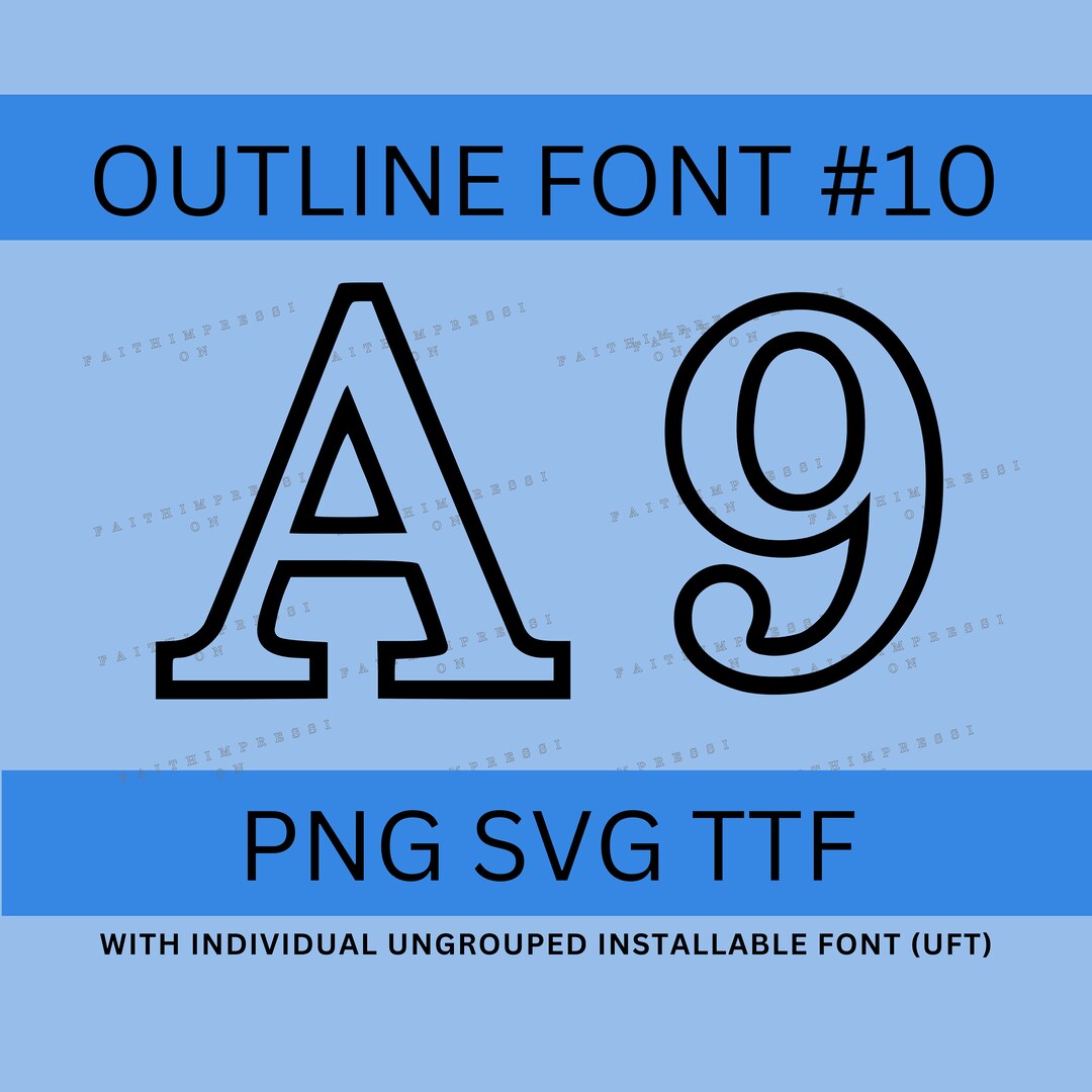 Black Outline Font. Bold Elegant Letters & Numbers. 1 - Etsy