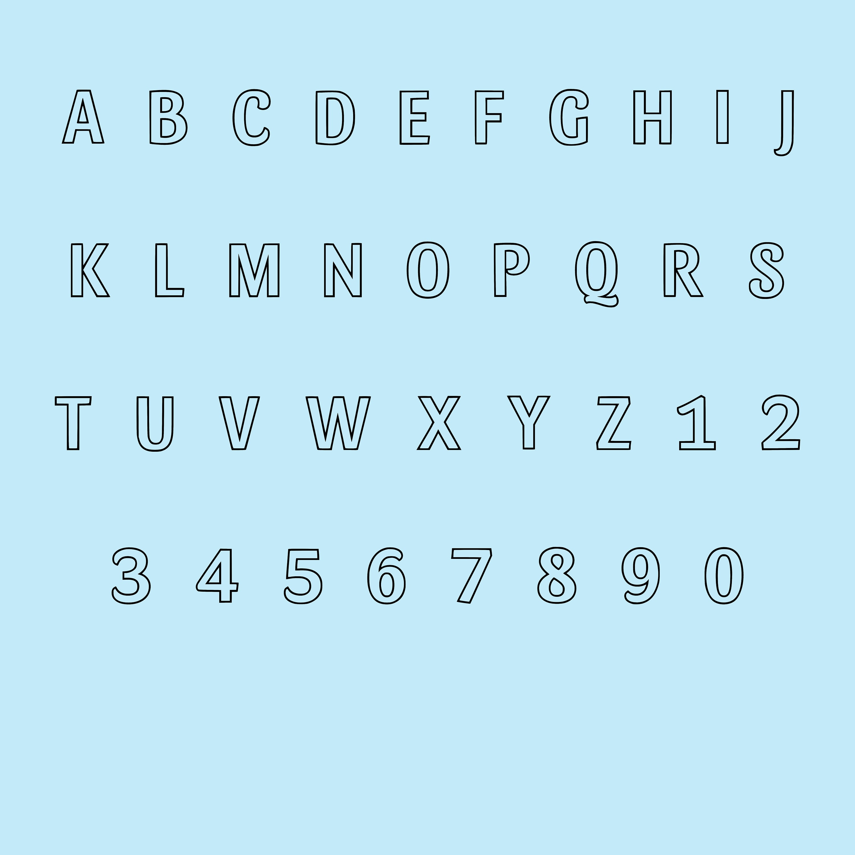 Outline Font. Letters Numbers PNG SVG Ttfs. Unbundle Installable ...