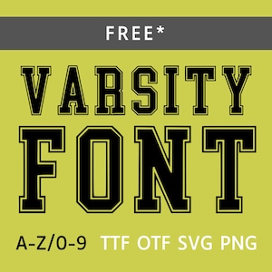 Fuente universitaria, letras, números, TTF, OTF, PNG, SVG. Instalable, universidad, escuela, deportes, atletismo, universidad, baloncesto, equipo, vector, Cricut, clipart.