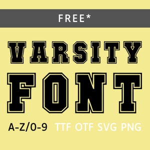 Varsity Schrift Buchstaben Zahlen PNG SVG TTF Otf. Montierbar College Schule Sport Fußball Trikot Leichtathletik Universität Basketball Team Vektor