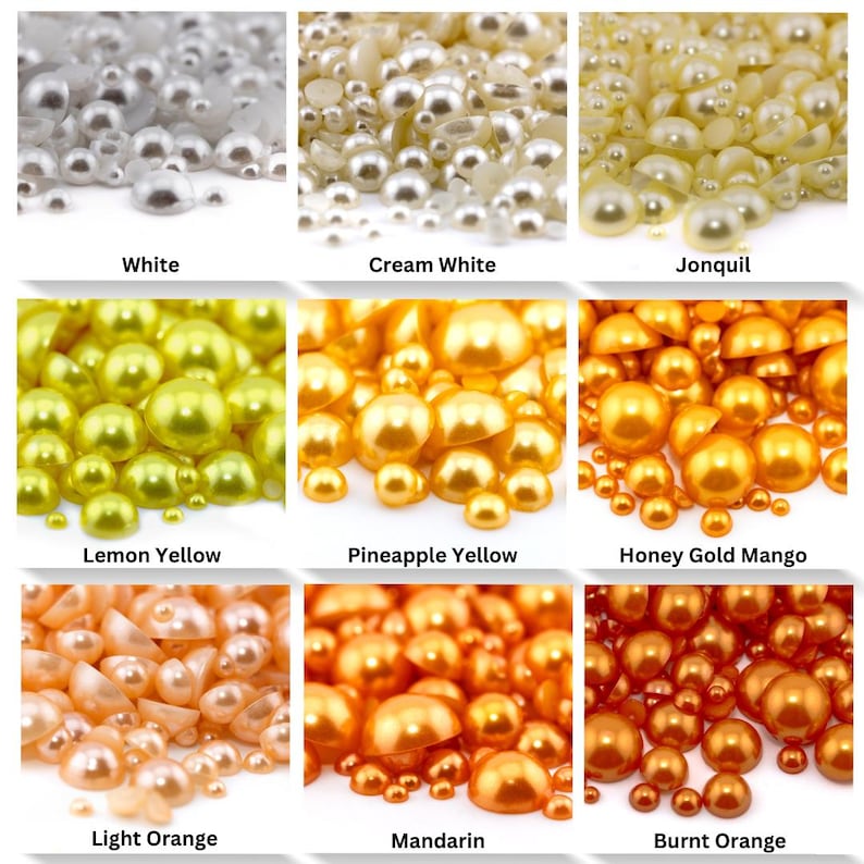 Flatback Pearls Mixed Sizes | Faux Pearl Flatback | Pearl Embellishment for Crafting, Nail Art, Tumblers afbeelding 1