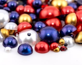 Pearl & Rhinestone Mix #120 "America the Beautiful" | Embellishment Flatbacks for Craft, Nail Art, Tumbler Supplies | Mixed Sizes 2 - 12MM
