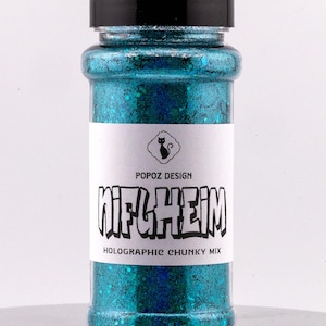 Holographic Chunky Glitter Mix &quot;Niflheim&quot; - 2oz. Shaker Jar - Premium Quality Glitter for Crafting, Nail Art, Tumblers & More!