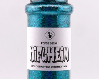 Holographic Chunky Glitter Mix "Niflheim" - 2oz. Shaker Jar - Premium Quality Glitter for Crafting, Nail Art, Tumblers & More!