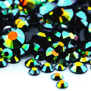 Green Patina Plated Jelly Flatback Resin Rhinestones - 2mm 3mm 4mm 5mm 6mm for Craft, Nail Art & Tumbler Supplies