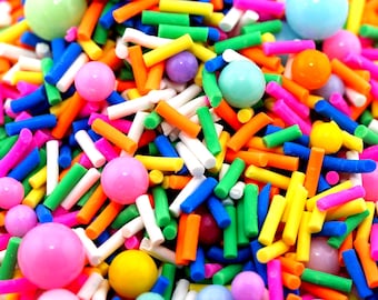 Happy Sprinkles Fake Sprinkle Mix, Kawaii Decoden Sprinkles, Polymer Clay Slices, Fake Sprinkles, Slime Fillers | NOT EDIBLE!