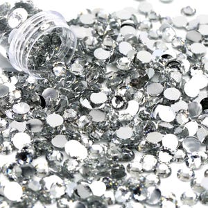 Crystal Silver Back Flatback Resin Rhinestones - 2mm 3mm 4mm 5mm 6mm for Craft, Nail Art & Tumbler Supplies
