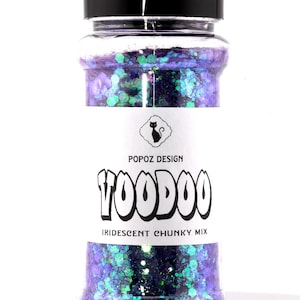 Iridescent Chunky Glitter Mix &quot;VooDoo&quot; - Premium Quality Glitter for Crafting, Nail Art, Tumblers, Resin Art, Scrapbooking & More!