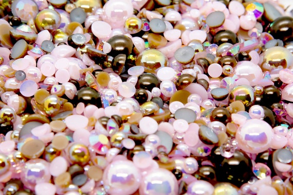 Pearl & Rhinestone Mix #9 "Pigs in the Mud" | Embellishment Flatback Mix for Craft, Nail Art, Tumbler Supplies | Mixed Sizes 2 - 12MM