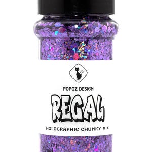 Holographic Chunky Glitter Mix &quot;Regal&quot; - 2oz. Shaker Jar - Premium Quality Glitter for Crafting, Nail Art, Tumblers & More!