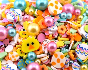 Easter Fake Sprinkle Mix, Kawaii Decoden Sprinkle Mix, Polymer Clay Slices, Fake Sprinkles, Resin and Slime Fillers | NOT EDIBLE!