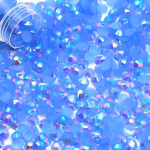 Light Sapphire AB Jelly Flatback Resin Rhinestones - 2mm 3mm 4mm 5mm 6mm for Craft, Nail Art & Tumbler Supplies