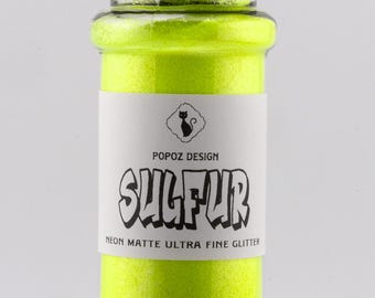 Neon Matte Ultra Fine Glitter Mix "Sulfur" - 2oz. Shaker Jar - Premium Quality Glitter for Crafting, Nail Art, Tumblers & More!