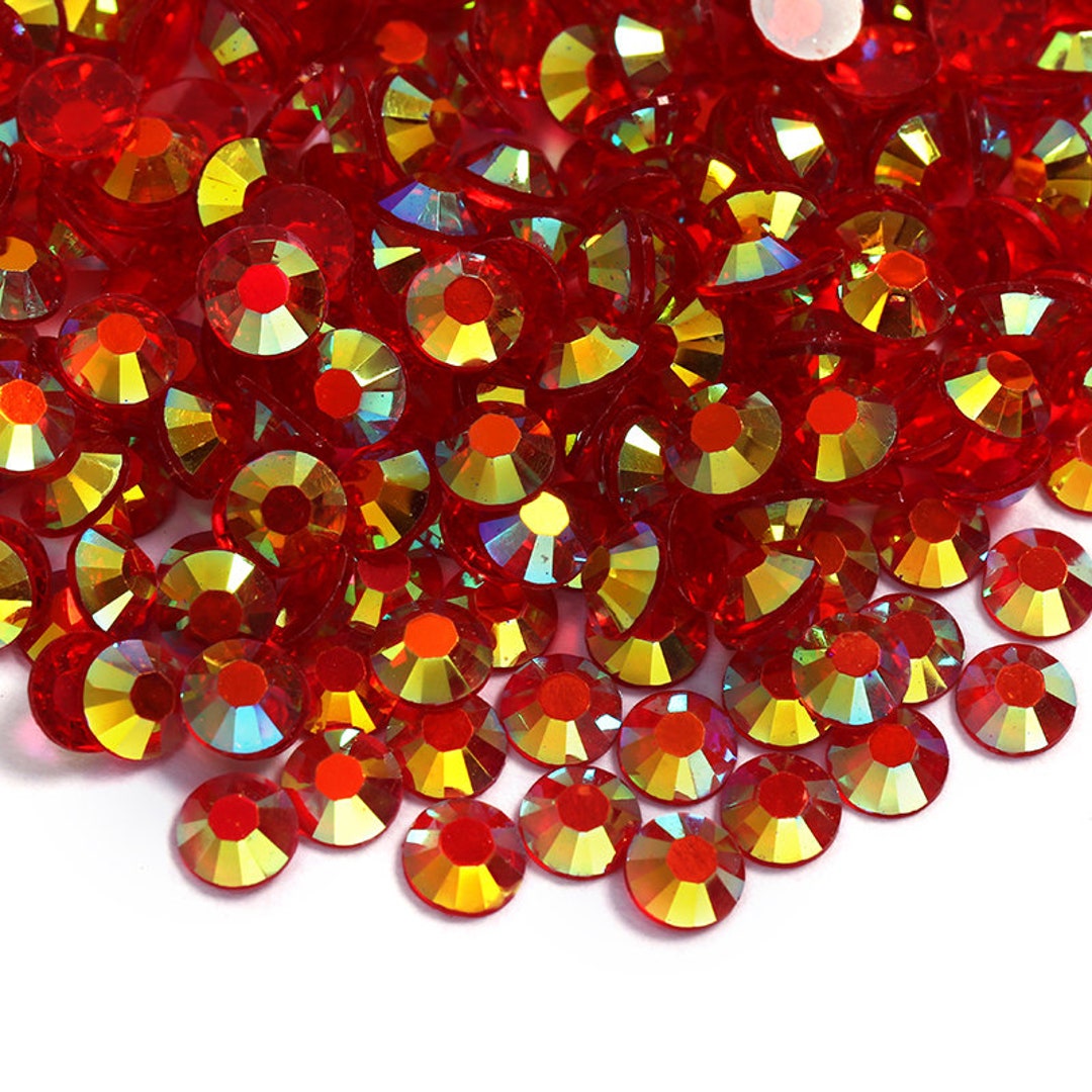 2500 PCS Mixed Sizes Red AB Transparent Flatback Resin Rhinestones 2mm ...
