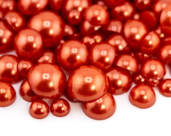 Flatback Pearl Copper Orange | Sizes 2MM 3MM 4MM 5MM 6MM 8MM 10MM 12MM & Mixed Sizes | Pearl Embellishment for Craft, Nail Art, Tumblers