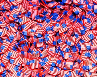 American Flag Fake Sprinkles 5MM, Kawaii Decoden Sprinkles, Polymer Clay Slices, Fake Sprinkles, Slime Fillers, Resin Fillers | NOT EDIBLE!