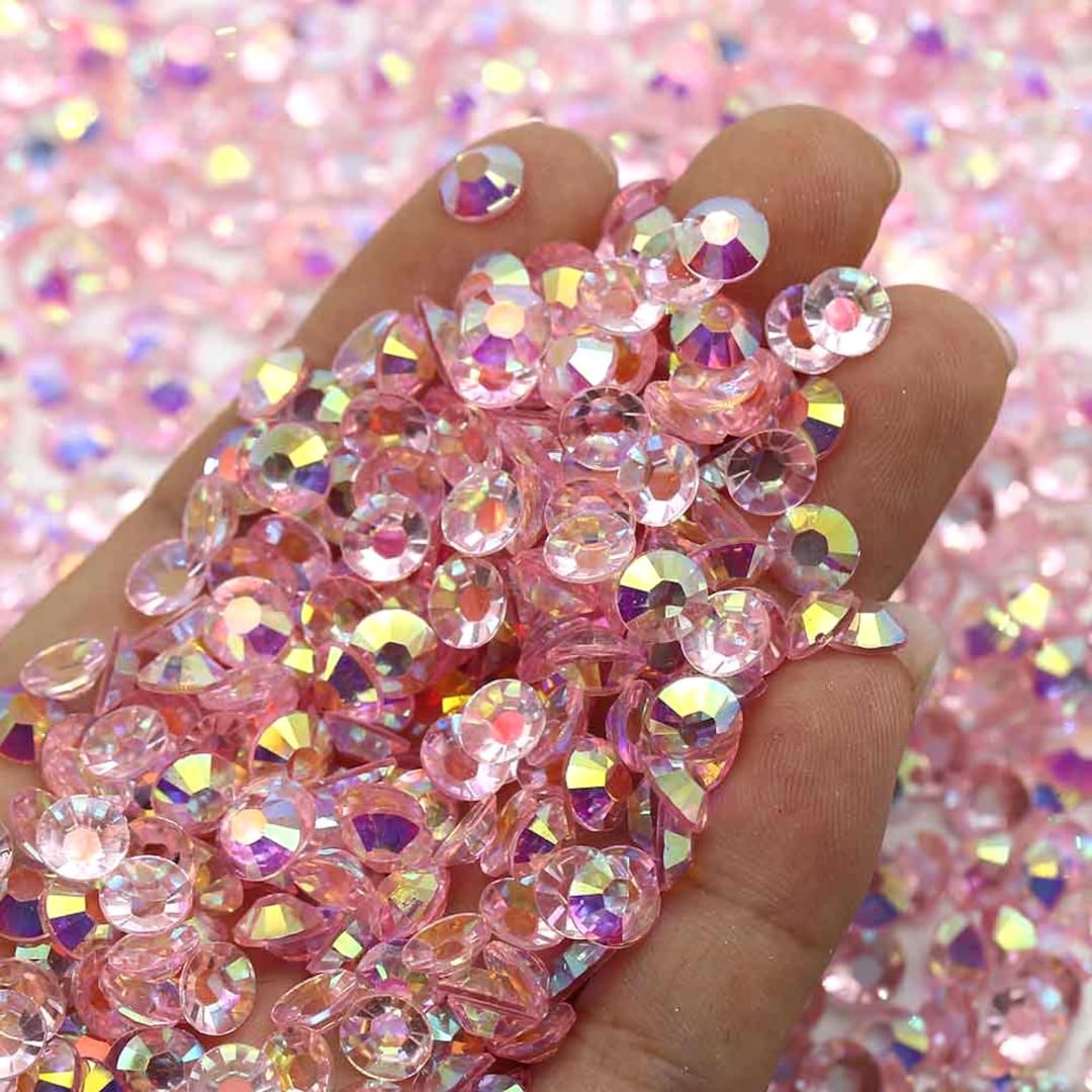 Pink AB Transparent Flatback Resin Rhinestones - 2mm 3mm 4mm 5mm 6mm ...