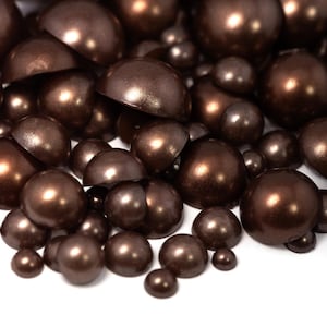 Flatback Pearl Coffee Bean Brown | Sizes 2MM 3MM 4MM 5MM 6MM 8MM 10MM 12MM & Mixed Sizes | Pearl Embellishment for Craft, Nail Art, Tumblers