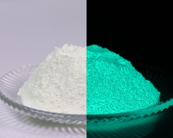 White and Aqua Glow in the Dark Mica Powder for Resin, Tumblers, Candles, Paint, Slime, Nails & DIY Crafts
