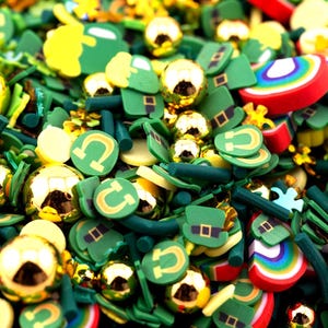 St. Patrick&#39;s Fake Sprinkle Mix, Kawaii Decoden Sprinkle Mix, Polymer Clay Slices, Fake Sprinkles, Resin and Slime Fillers | NOT EDIBLE!