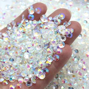 Clear AB Transparent Flatback Resin Rhinestones - 2mm 3mm 4mm 5mm 6mm for Craft, Nail Art & Tumbler Supplies