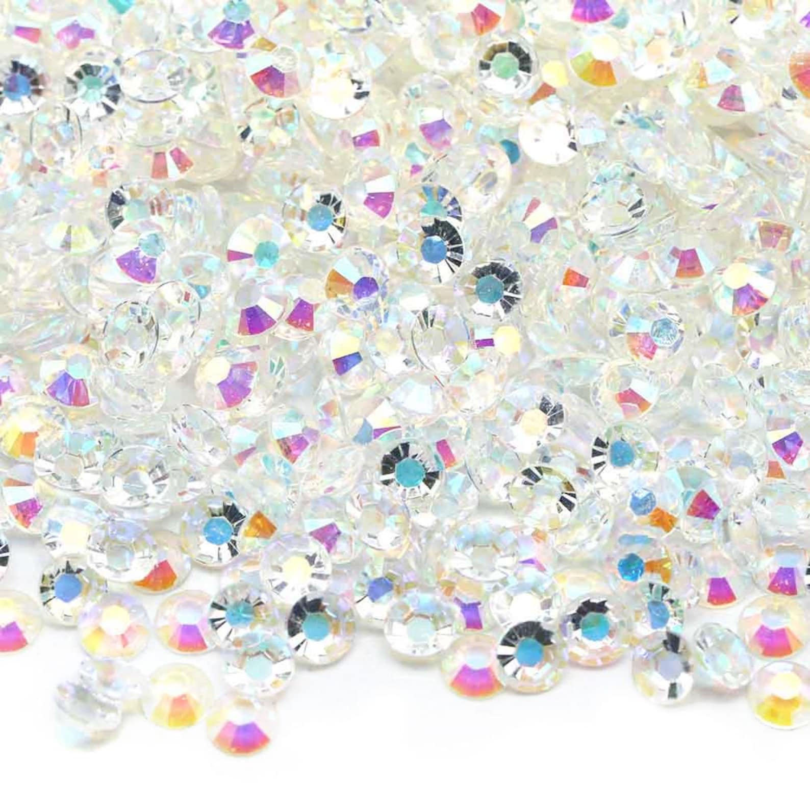 Clear AB Transparent Flatback Resin Rhinestones - 2mm 3mm 4mm 5mm 6mm ...