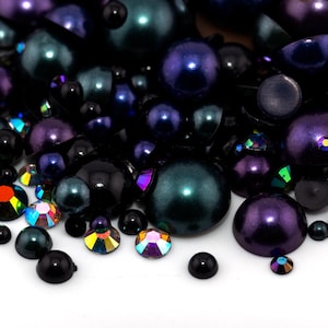 Pearl & Rhinestone Mix #158 "The Night Train" | Embellishment Flatback Mix for Craft, Nail Art, Tumbler Supplies | Mixed Sizes 2 - 12MM