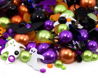 Pearl & Rhinestone Mix #183 "Spooky Season" | Embellishment Flatback Mix for Craft, Nail Art, Tumbler Supplies | Mixed Sizes 2 - 12MM