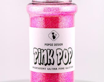Neon Iridescent Ultra Fine Glitter "Pink Pop" - 2oz. Shaker Jar - Premium Quality Glitter for Crafting, Nail Art, Tumblers & More!