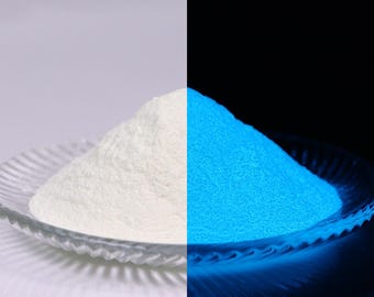 White and Blue Glow in the Dark Mica Powder for Resin, Tumblers, Candles, Paint, Slime, Nails & DIY Crafts