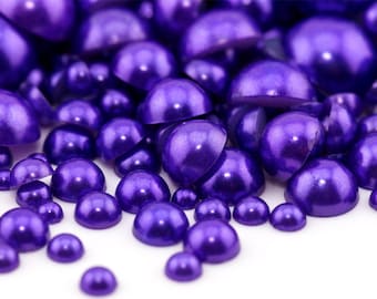 Flatback Pearl Grape Purple | Sizes 2MM 3MM 4MM 5MM 6MM 8MM 10MM 12MM & Mixed Sizes | Pearl Embellishment for Craft, Nail Art, Tumblers