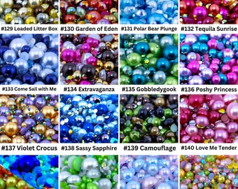 Pearl & Rhinestone Mixes | #129 - #186 | Embellishment Flatback Mix for Craft, Nail Art, Tumbler Supplies | Mixed Sizes 2 - 12MM