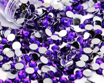 Grape Purple Silver Back Flatback Resin Rhinestones - 2mm 3mm 4mm 5mm 6mm for Craft, Nail Art & Tumbler Supplies