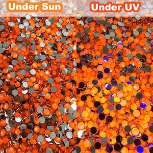 Neon Orange UV Glow Flatback Resin Rhinestones - 3mm 4mm 5mm for Craft, Nail Art & Tumbler Supplies