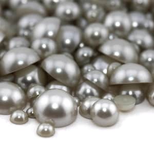 Flatback Pearl Mouse Gray | Sizes 2MM 3MM 4MM 5MM 6MM 8MM 10MM 12MM & Mixed Sizes | Pearl Embellishment for Craft, Nail Art, Tumblers