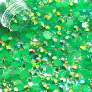 Emerald AB Jelly Flatback Resin Rhinestones - 2mm 3mm 4mm 5mm 6mm for Craft, Nail Art & Tumbler Supplies