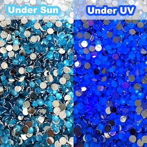 Neon Blue UV Glow Flatback Resin Rhinestones - 3mm 4mm 5mm for Craft, Nail Art & Tumbler Supplies