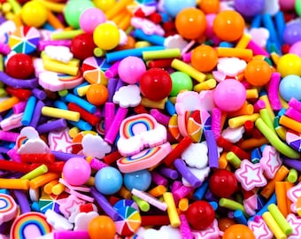 Rainbow Fake Sprinkle Mix, Decoden Sprinkle Mix, Polymer Clay Slices, Fake Sprinkles, Resin and Slime Fillers, Kid's Crafts | NOT EDIBLE!