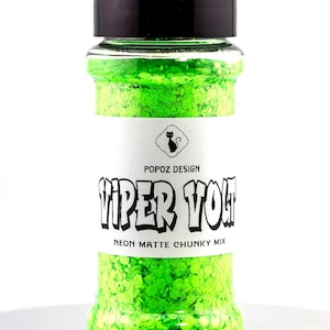 Neon Matte Chunky Glitter Mix "Viper Volt" - 2oz. Shaker Jar - Premium Quality Glitter for Crafting, Nail Art, Tumblers & More!
