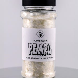Holographic Chunky Glitter Mix &quot;Pearl&quot; - 2oz. Shaker Jar - Premium Quality Glitter for Crafting, Nail Art, Tumblers & More!