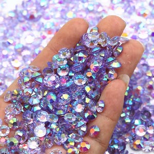 Violet AB Transparent Flatback Resin Rhinestones - 2mm 3mm 4mm 5mm 6mm for Craft, Nail Art & Tumbler Supplies