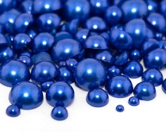 Flatback Pearl US Air Force Blue | Sizes 2MM 3MM 4MM 5MM 6MM 8MM 10MM 12MM & Mixed Sizes | Pearl Embellishment for Craft, Nail Art, Tumblers
