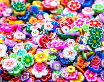 Flower Fake Sprinkle Mix 5-10MM, Kawaii Decoden Sprinkles, Polymer Clay Slices, Fake Sprinkles, Slime Fillers | NOT EDIBLE!