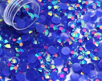 Sapphire Jelly AB Flatback Resin Rhinestones | 2mm 3mm 4mm 5mm 6mm | Craft and Nail Art | DIY | Tumbler Supplies