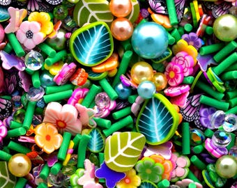 Spring Fake Sprinkle Mix, Kawaii Decoden Sprinkle Mix, Polymer Clay Slices, Fake Sprinkles, Resin and Slime Fillers | NOT EDIBLE!